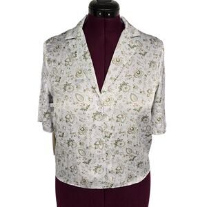 NWT NEW Women's Wilfred Silky Feel Paisley Lavender Button Down Blouse | Size XS